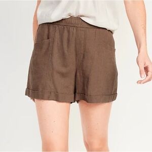 Old Navy Size Small Date Palm Linen Blend Pull On Shorts Pockets